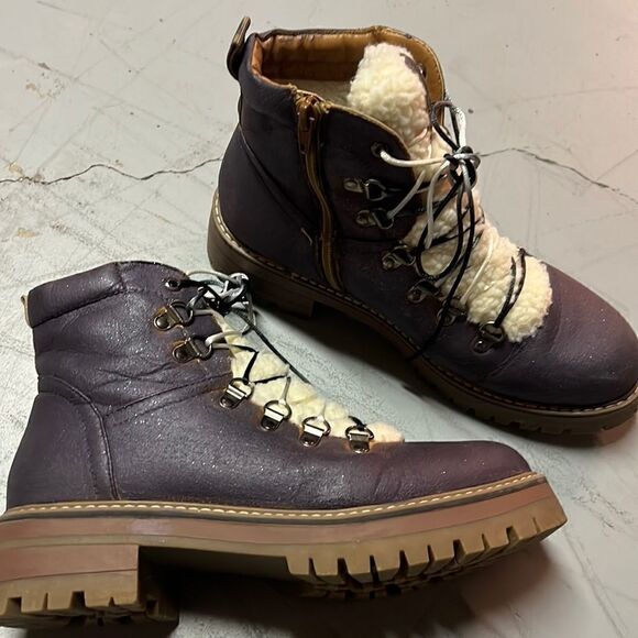 Size 9 Custom Purple Glitter Sparkle Hiking Boots Winter Boot - Picture 1 of 4